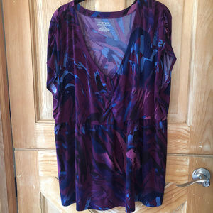 Lane Bryant Maroon Printed  Top - 22/24